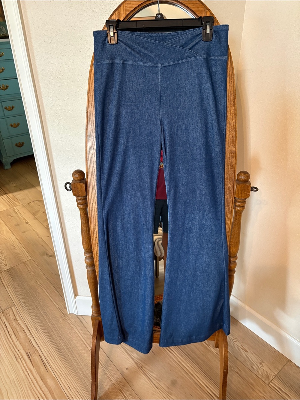 Wide Leg Pull-On Pants in Denim Blue